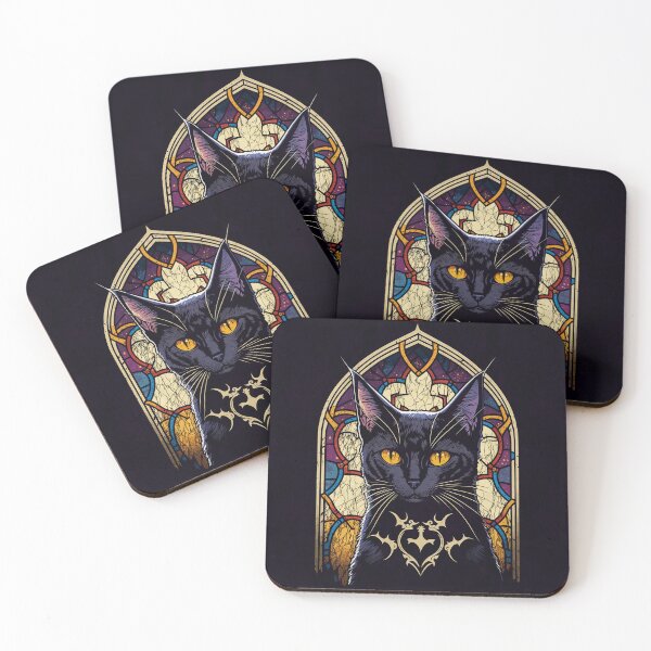 Item preview, Gothic Black Cat With Stained Glass Window In Background Cathedral designed and sold by raulmaler.