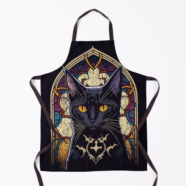 Item preview, Gothic Black Cat With Stained Glass Window In Background Cathedral designed and sold by raulmaler.