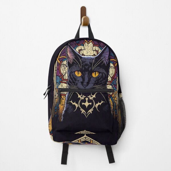 Item preview, Gothic Black Cat With Stained Glass Window In Background Cathedral designed and sold by raulmaler.