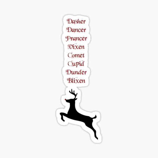 Santa's Reindeer Name List Sticker