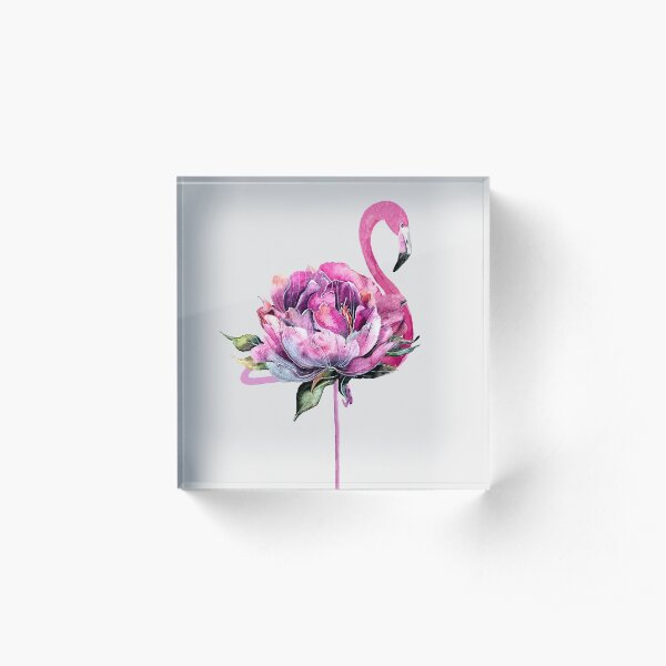 Flower Flamingo Acrylic Block