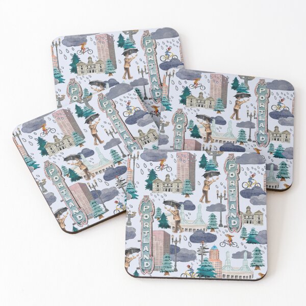 Item preview, Portland Landmarks Pattern City Print designed and sold by roseannepaints.
