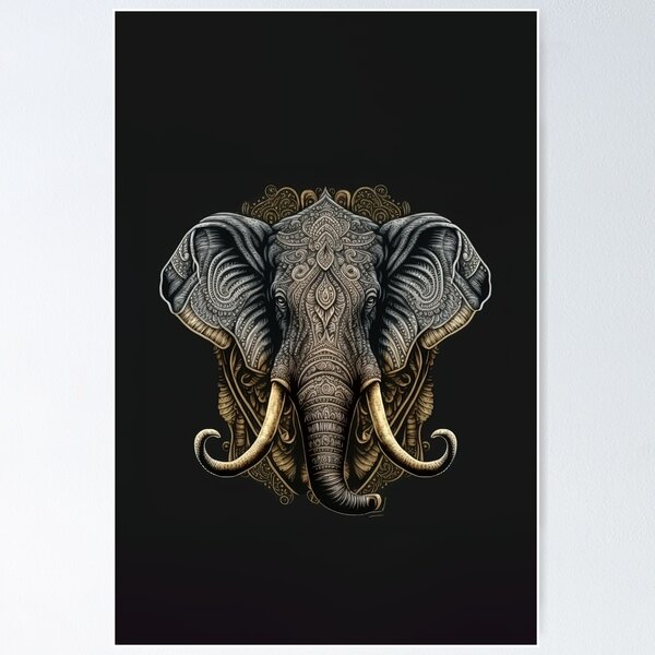 Item preview, Mystical Serene Elephant on a Dark Background designed and sold by Ealaionta Design.