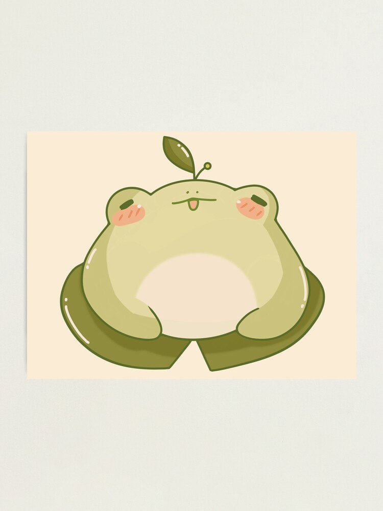 Kawaii Frog on Lily Pad  Photographic Print for Sale by themushrepublic