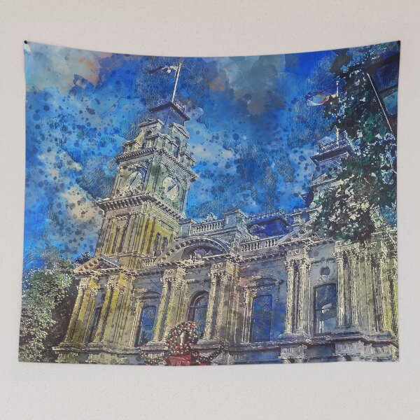Item preview, Historic Town Hall on Bull Street - Artists Watercolor and Sketch - Bendigo, Victoria designed and sold by Steven Jodoin.