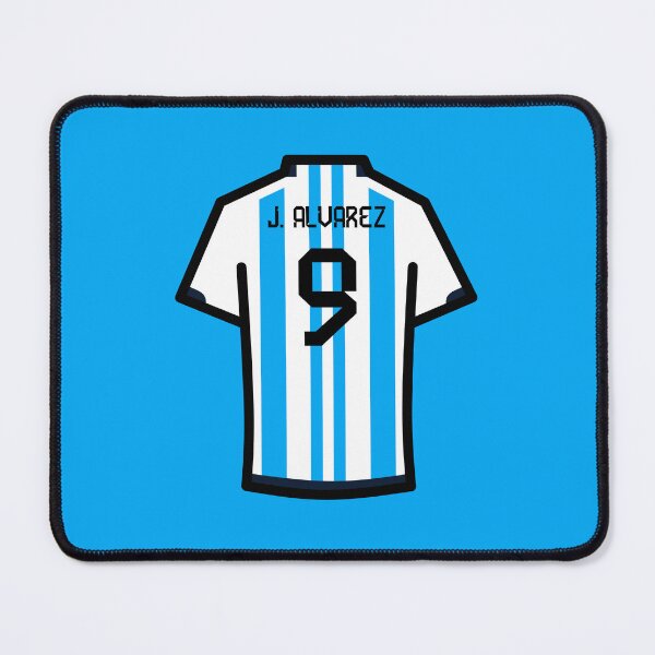Item preview, Alvarez #9 ARG Blue White Football Jersey designed and sold by Millustgfx.