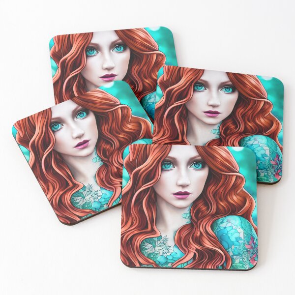 Item preview, Copper Haired Beauty with Aqua Tattoos and Eyes designed and sold by wynter57.