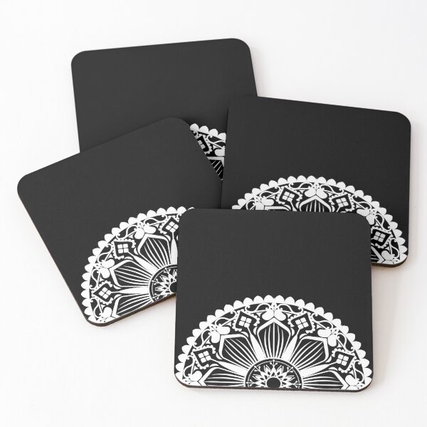 Item preview, Half Circle Traditional Black And White Mandala Flower,beautiful mandala designs, designed and sold by Tamas Das.