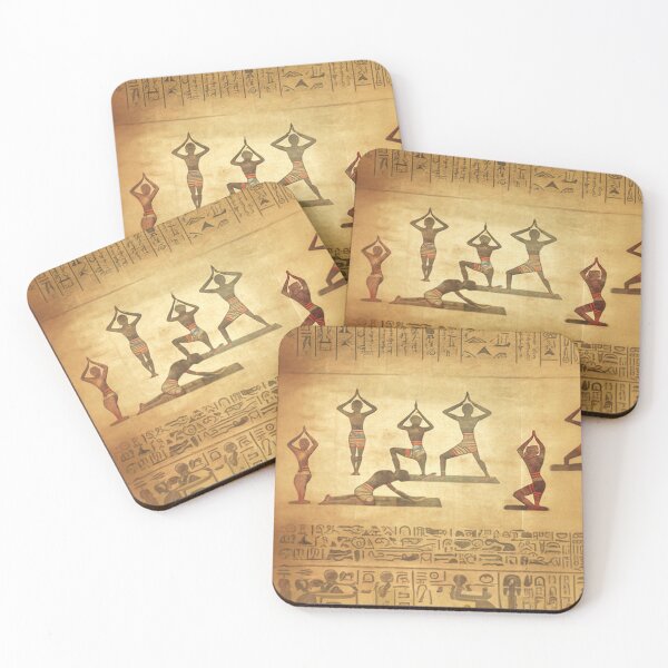 Item preview, Prehistoric Egyptian people doing yoga exercises an ancient parchment designed and sold by ArtifactVault.