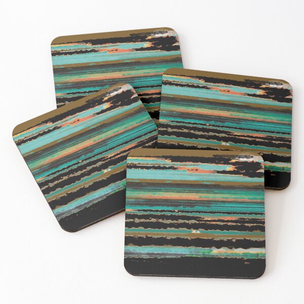 Item preview, Modern beachy waves Aqua and black seascape beach  designed and sold by WildCanyon.