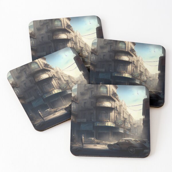 Item preview, Fantasy Landscape Art-PA1162(A man standing on a city street next to a car) designed and sold by aryan-gallery.
