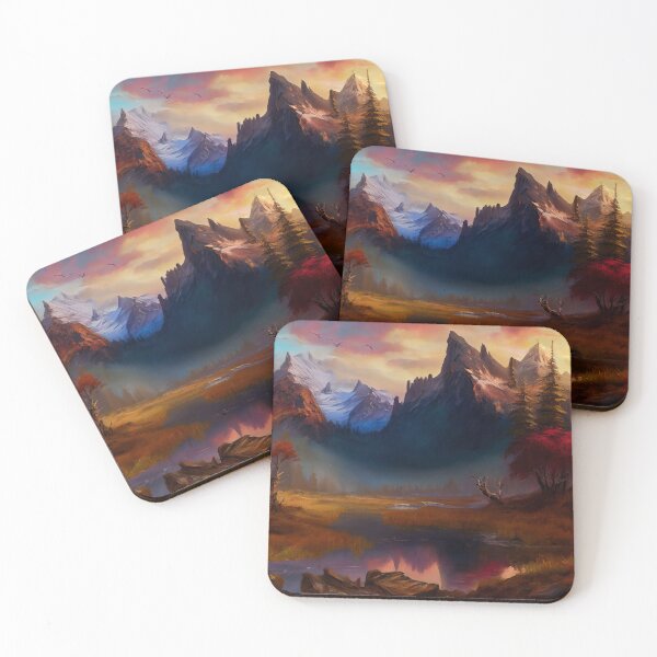 Item preview, Fantasy Landscape Art-PA1165(A painting of a mountain scene with a lake in the foreground, fantasy landscape painting) designed and sold by aryan-gallery.