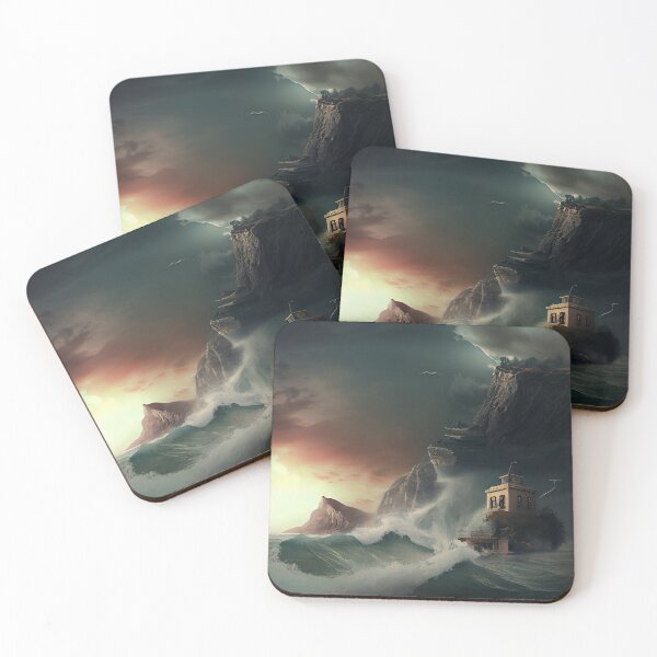 Item preview, Fantasy Landscape Art-PA1167(A painting of a mountain scene with a lake in the foreground, fantasy landscape painting) designed and sold by aryan-gallery.