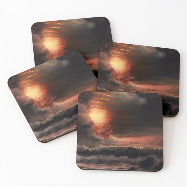 Item preview, Fantasy Landscape Art-PA1169(A painting of a large body of water surrounded by clouds) designed and sold by aryan-gallery.