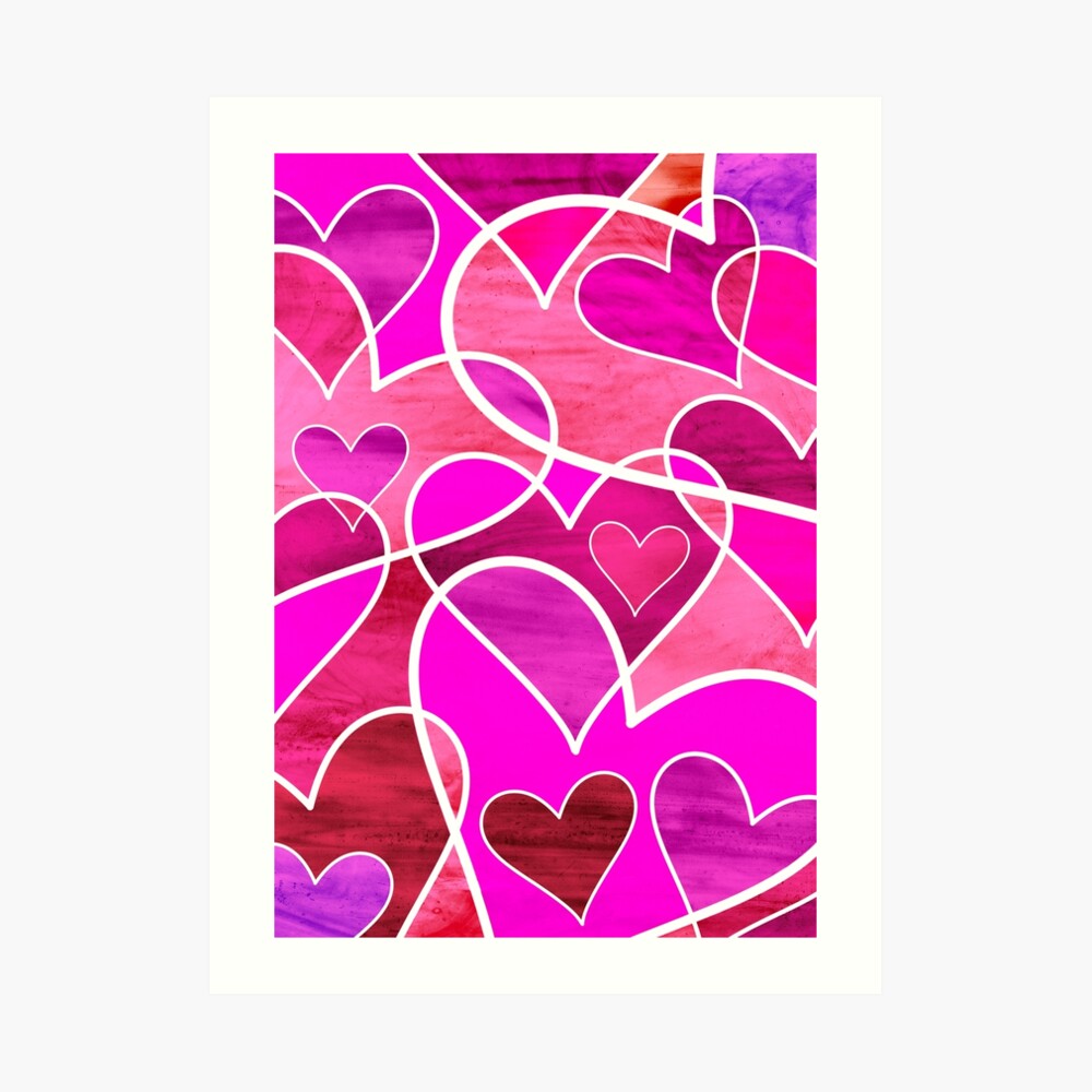 Heart Shaped Art Stickers Set of Abstract Painted Sticker 