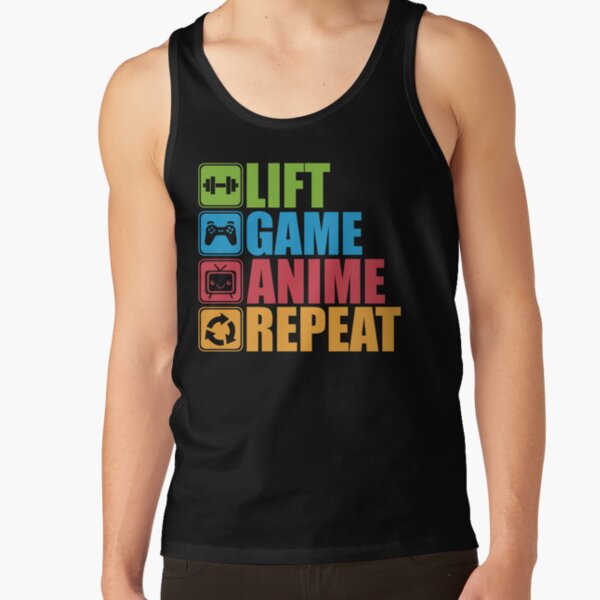 Lift, Game, Anime, Repeat - Icon Pictogram Tank Top