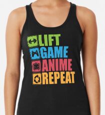 Lift, Game, Anime, Repeat - Icon Pictogram Racerback Tank Top