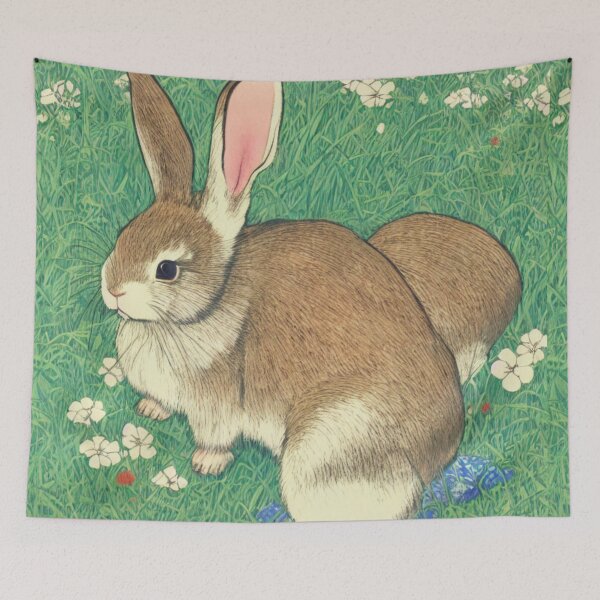 Item preview, Floral Bunnies Lovely Grey American Bunny Cute Giant Bunny Mom designed and sold by wigobun.
