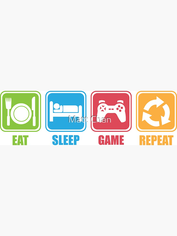 "Eat, Sleep, Game, Repeat - Icon Pictogram" Sticker by mchanfitness