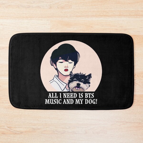 Item preview, Cool Illustration Of Kim Taehyung With A Cute Dog With a Funny Quote - "All I Need Is BTS Music and My Dog" designed and sold by Kodexstore.