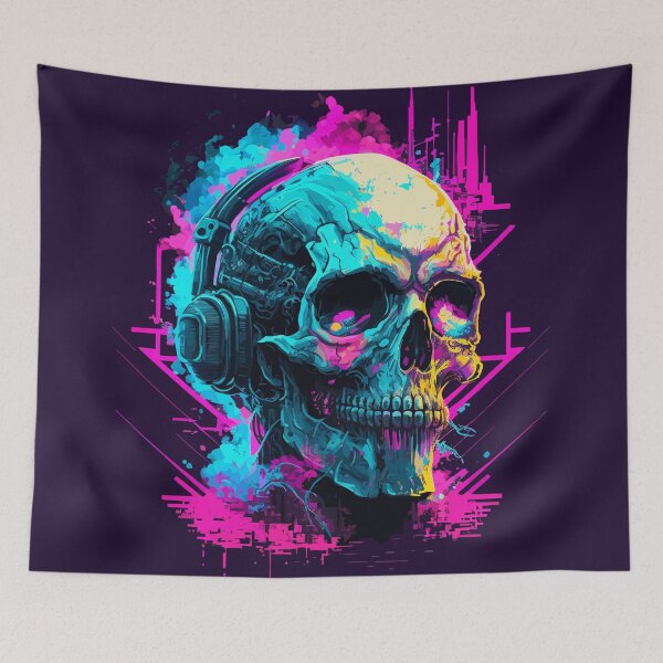 Item preview, Synthwave Cyberpunk Death Skull Music designed and sold by ChasmicArt.