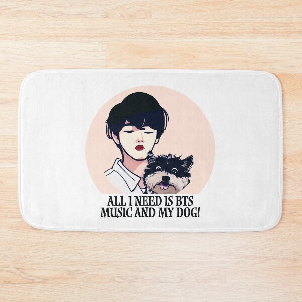 Item preview, Cool Illustration Of Kim Taehyung With A Cute Dog With a Funny Quote - "All I Need Is BTS Music and My Dog" designed and sold by Kodexstore.