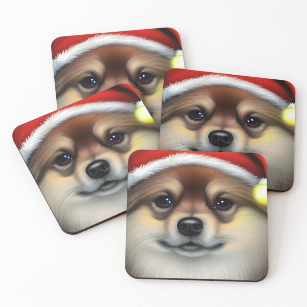 Item preview,  Christmas German Spitz Wearing A Santa Hat designed and sold by ZenEverAI.