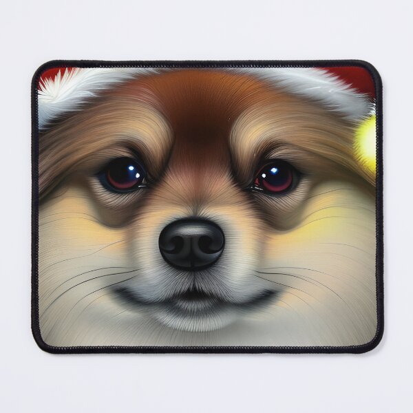 Item preview, Christmas German Spitz Wearing A Santa Hat designed and sold by ZenEverAI.