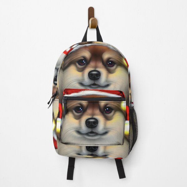 Item preview, Christmas German Spitz Wearing A Santa Hat designed and sold by ZenEverAI.
