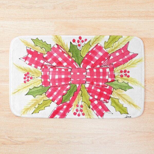 Item preview, Red gingham ribbon as Christmas wreath designed and sold by SunnyPainter.
