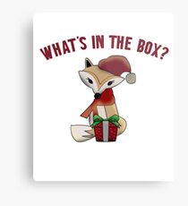 Cute Christmas What's In The Box Fox Gift Metal Print