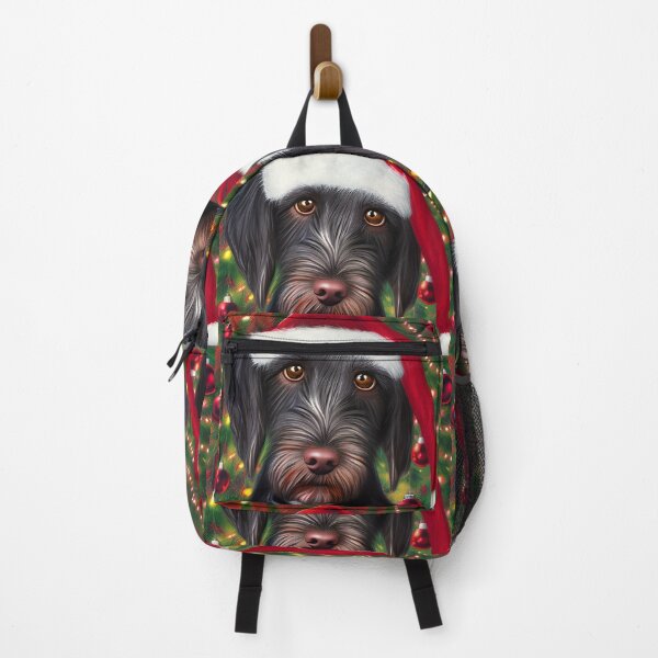 Item preview, Christmas German Wirehaired Pointer Wearing A Santa Hat designed and sold by ZenEverAI.