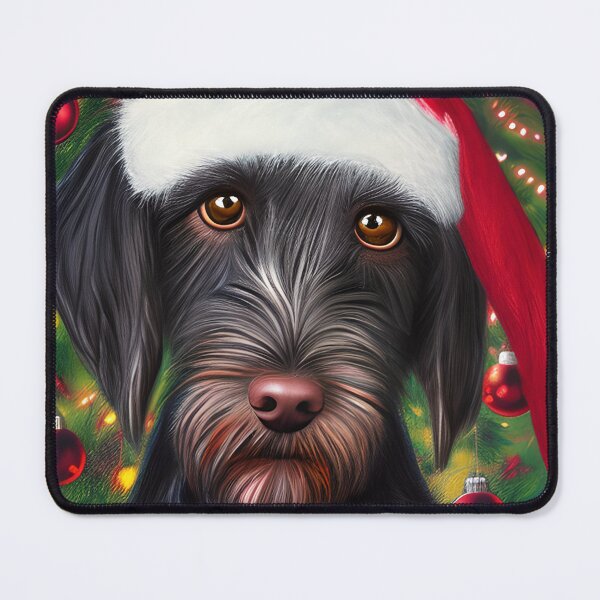 Item preview, Christmas German Wirehaired Pointer Wearing A Santa Hat designed and sold by ZenEverAI.