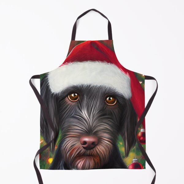 Item preview, Christmas German Wirehaired Pointer Wearing A Santa Hat designed and sold by ZenEverAI.