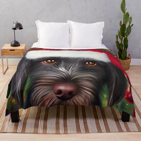 Item preview, Christmas German Wirehaired Pointer Wearing A Santa Hat designed and sold by ZenEverAI.