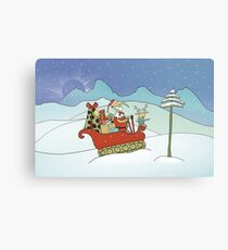 Santabird Tracking Through the Snow with Rudolph Canvas Print