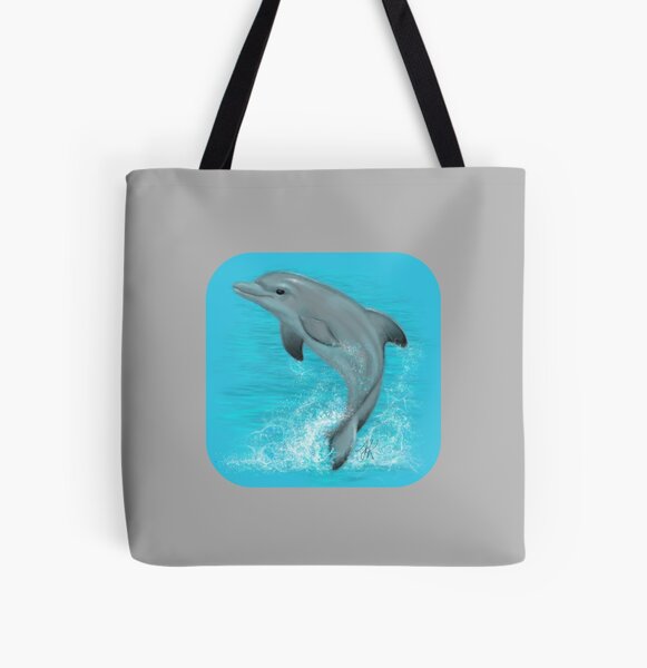 NUDECOR Canvas Tote Bag Blue Dolphin Love Taiwan Pink Save Dolph White Sea  Reusable Handbag Shoulder Grocery Shopping Bags