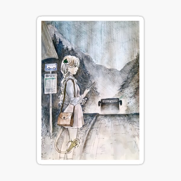 Waiting for the bus Sticker
