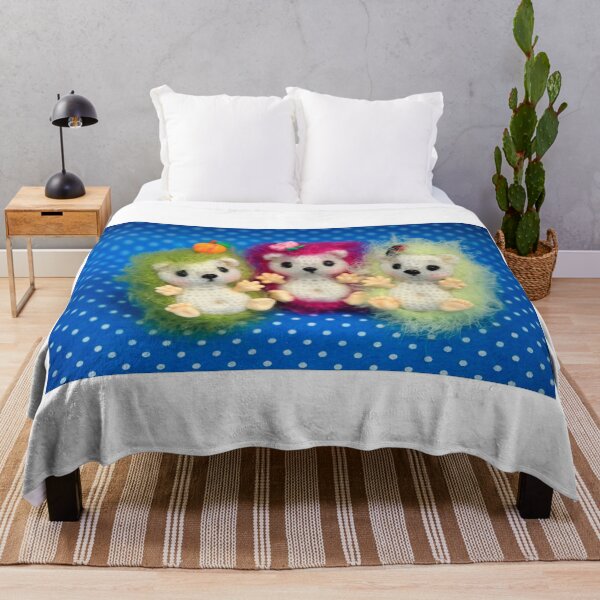 Item preview, Three toy crocheting hedgehogs on blue background designed and sold by olena2552.