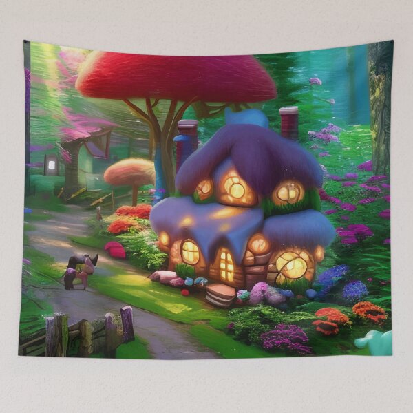 Item preview, Whimsical Cottage in the Forest - Colorful designed and sold by wynter57.