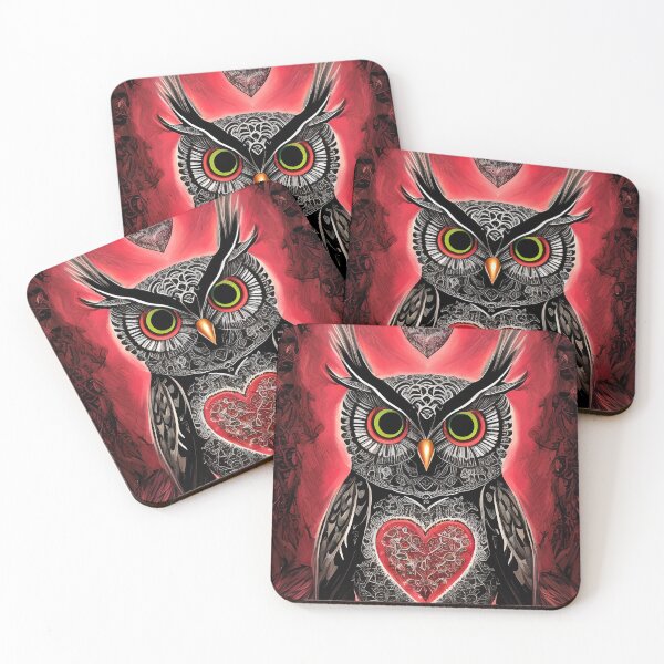 Item preview, Black Owl with a Red Heart - Gothic Style designed and sold by wynter57.