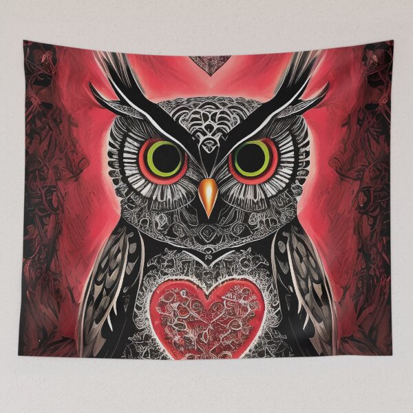 Item preview, Black Owl with a Red Heart - Gothic Style designed and sold by wynter57.