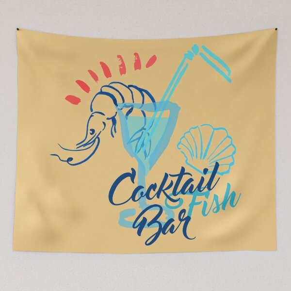 Item preview, Cocktails Bar and Fish Red Blue Beach designed and sold by ChristinasMess.