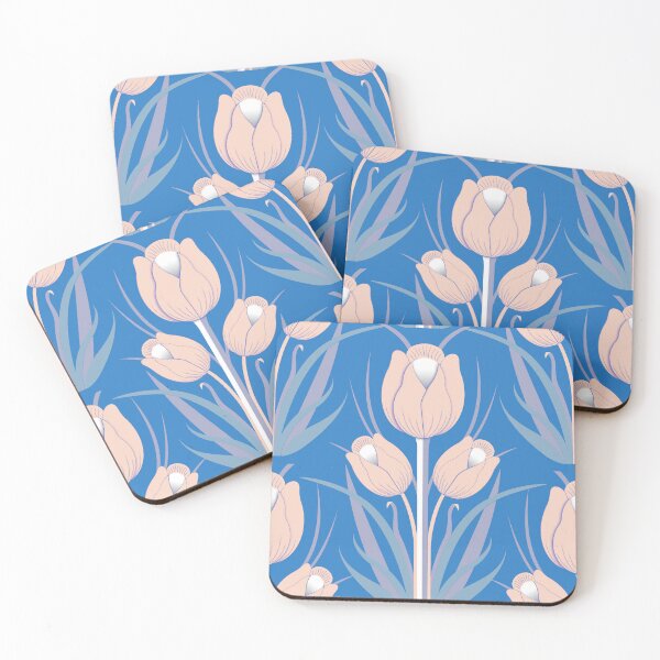 Item preview, TULIP LOVE - Light apricot & windows blue designed and sold by Carina Parry Studios.