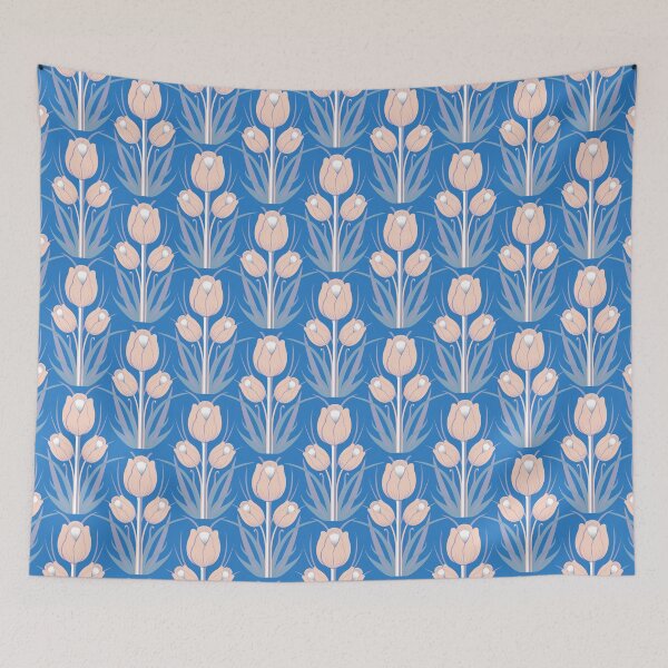 Item preview, TULIP LOVE - Light apricot & windows blue designed and sold by Carina Parry Studios.