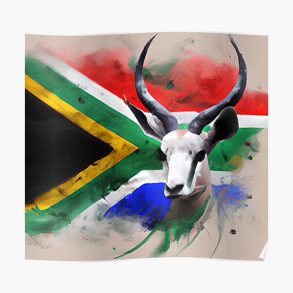 "Springbok with South African flag, Bokke" Poster for Sale by Huesoffun