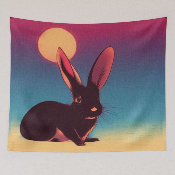 Item preview, Retro 90s Beautiful Black Mini Rex Bunny Mom of Rex Rabbit designed and sold by wigobun.