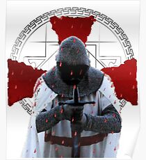 Templar Ritter T-Shirt Distressed Cross Mittelalterliche Brüderlichkeit Poster