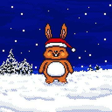 Artwork thumbnail, Xmas Cute Bunny Toon - Pixel Art by Retroperks