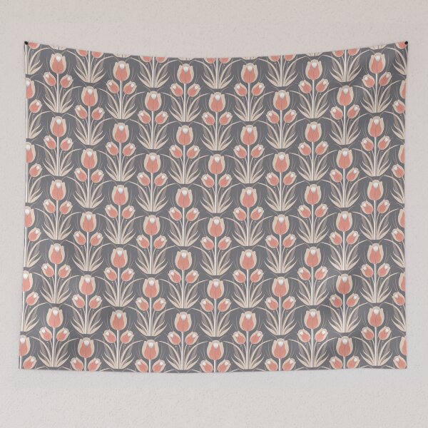 Item preview, TULIP LOVE -Smokey Grey & Dark Salmon designed and sold by Carina Parry Studios.